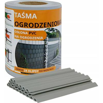 Stínící panelové pásy na oplocení + UV ochrana, 24 klipů, 19 cm x 35 m, šedá