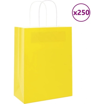 vidaXL Хартиени торбички 250 бр с дръжки жълти 21x11x28 см (4101783)