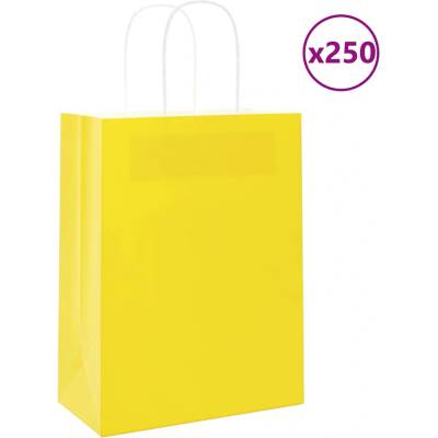 vidaXL Хартиени торбички 250 бр с дръжки жълти 21x11x28 см (4101783)