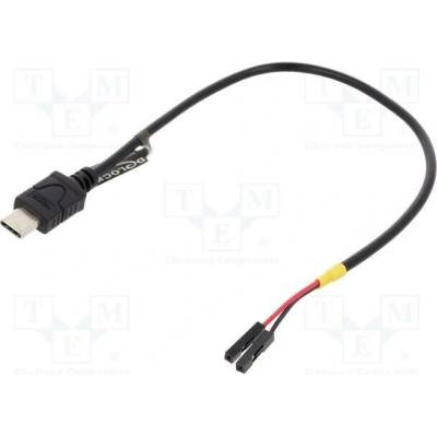 Delock 85395 USB C vidlice kolíkový konektor 1pin x2; 0,2m černý