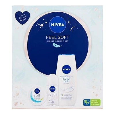 Nivea Feel Soft : sprchový gel Creme Soft 250 ml + antiperspirant roll-on Original Natural 50 ml + hydratační krém Soft 100 ml