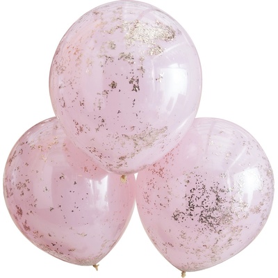 Ginger Ray Двойни Балони с Конфети в Розово и Розово Злато - 46см
