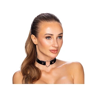 Cotteli Choker with a Heart Black, matný obojek se srdcem