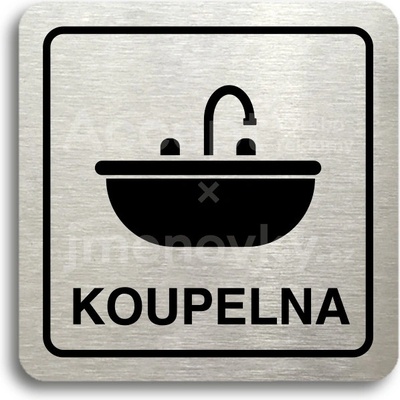 ACCEPT Piktogram koupelna - stříbrná tabulka - černý tisk