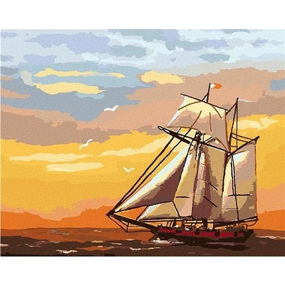 zuty Malování Podle Čísel Plachetnice V Západu Slunce D. Rusty Rust 40 x 50 Cm Plátno Rám
