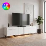 TopMebel Arlen TopMebel меламинов ТВ шкаф с RGB LED в бял цвят 180x32x50cm
