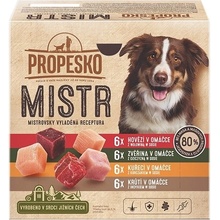 Propesko Mistr Adult filetky s hovězím zvěřinou kuřecím a krůtím v omáčce 24 x 85 g