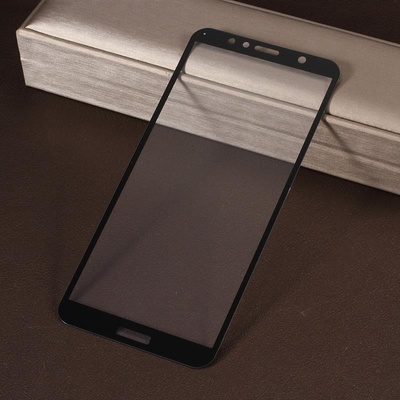 Извит 3D удароустойчив стъклен протектор покриващ целия екран за Huawei Y6 2018 - с черна рамка