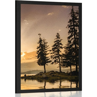 Plakát horské jezero - 30x45 white