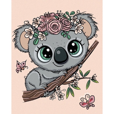 zuty Malování podle čísel Roztomilá koala na větvi 40 x 50 cm vypnuté plátno na rám