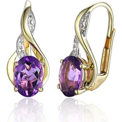 Gems, Podmanivé náušnice Allegra, kombinované zlato s brilianty a ametysty, 585-38-3-4553.2ZB0.0.00.HSI.605.08