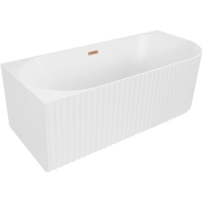 Mexen Gia свободностояща ъглова вана с оребряване лява 170 x 80 см, бяла мат, преливна медена четка - 52701708001L-65 (52701708001L-65)