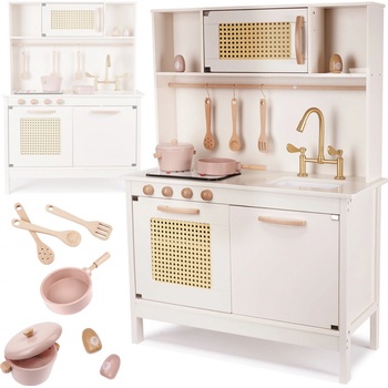 KIK Detská drevená retro kuchynka z MDF s doplnkami BOHO