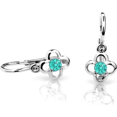 Cutie Jewellery detské náušnice z bieleho zlata C1944-10-X-2 svetlo zelená
