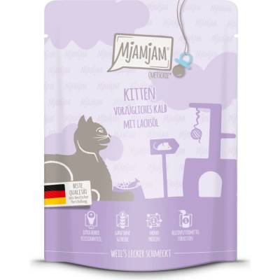 MjAMjAM Quetschie Kitten telecí s lososovým olejem 24 x 300 g