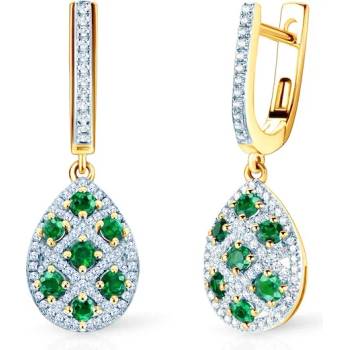 Image 1 of SAVICKI Обеци Savicki: двуцветно злато, смарагди, диаманти