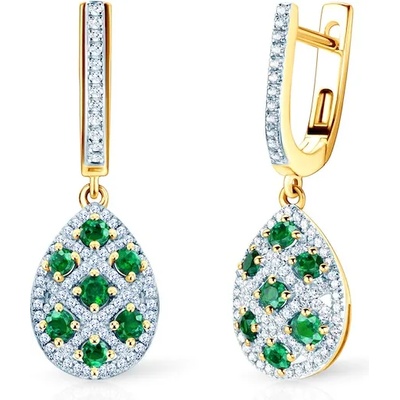 SAVICKI Обеци Savicki: двуцветно злато, смарагди, диаманти