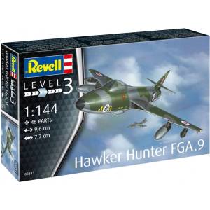 Revell Сглобяем модел, Revell, Самолет Hawker Hunter FGA. 9, 46 части (R03833)