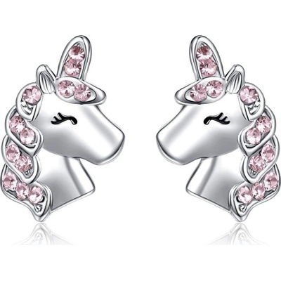 Lunica Stříbrné náušnice RŮŽOVÝ JEDNOROŽEC 0670
