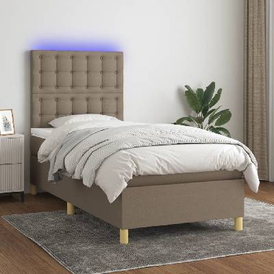 vidaXL 3135725 Boxspring postel s matrací a LED textil / Barva taupe