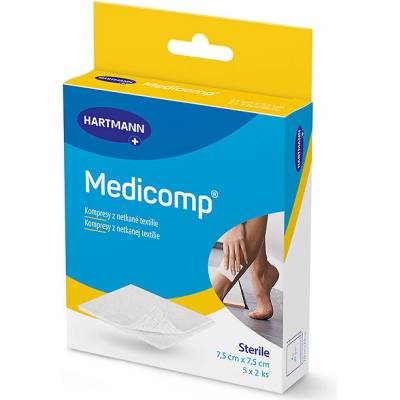 Medicomp kompresy z netkanej textílie, sterilný 7,5 x 7,5 cm