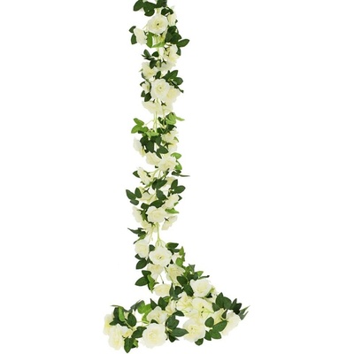 GIRLANDA RUŽA KRÉMOVÁ, ZELEŇ 168CM