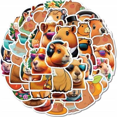 Nálepky pre deti sada 50 ks motivačné mix nálepiek kapybara