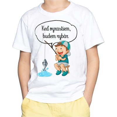 Fajntričko Kids detské tričko Keď vyrastiem, budem rybár biela