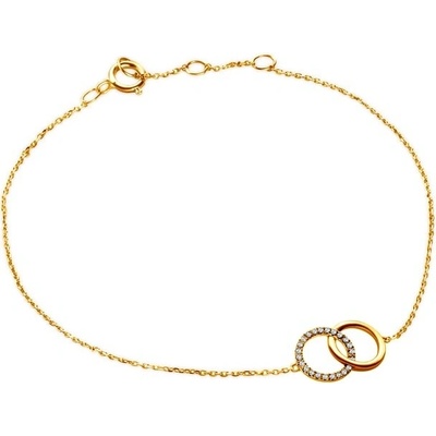 SAVICKI Náramok s príveskom kruhy žlté zlato s diamantmi 18 cm - SAVB05607 Y
