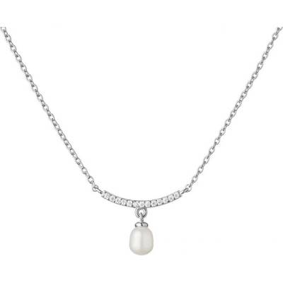 Gaura Pearls Stříbrný náhrdelník s bílou perlou SK23373N Bílá
