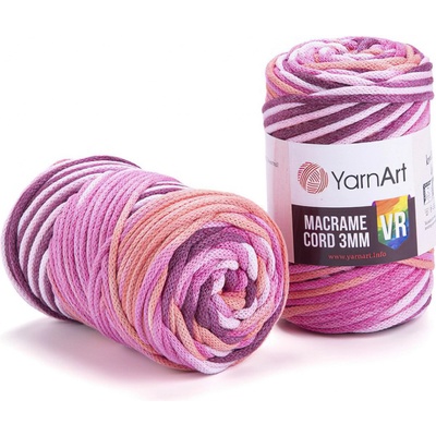 Pletací / háčkovací příze YarnArt MACRAME CORD VR 3mm 911 růžovo-lososová, melírovaná 250g/85m