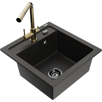 Mexen Vito гранитна еднокамерна кухненска мивка с батерия Duero, (6503-75-671600-50-B)