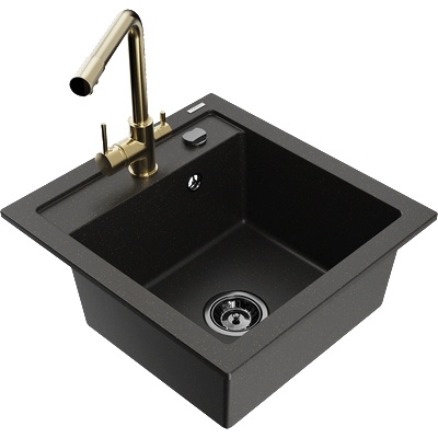 Mexen Vito гранитна еднокамерна кухненска мивка с батерия Duero, (6503-75-671600-50-B)