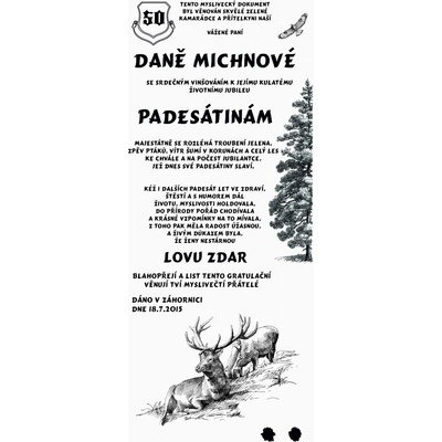 Dřevo Novák Gratulace myslivkyně č.729 - Gratulace myslivkyně na frézované desce 2D