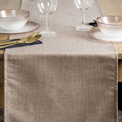 Eurofirany Obrus vodeodolný KATE hnedý hnedá Polyester 40x140 cm