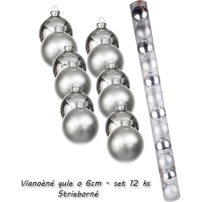 Vianočné gule ø 6cm set 12 ks -Strieborné PRO-52261-S