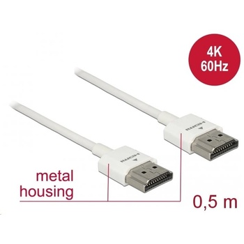 Delock HDMI кабел с Ethernet - HDMI-A щепсел - HDMI-A щепсел, 3D, 4K, 0, 5 м, тънък (85121) (85121)
