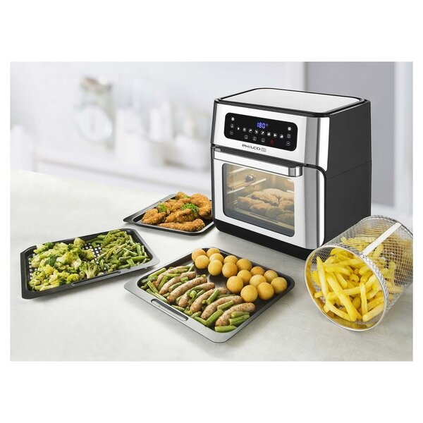 Horkovzdušná fritéza Philco pro rychlé a chutné pokrmy Horkovzdušná fritéza Philco s ukázkou připravených pokrmů