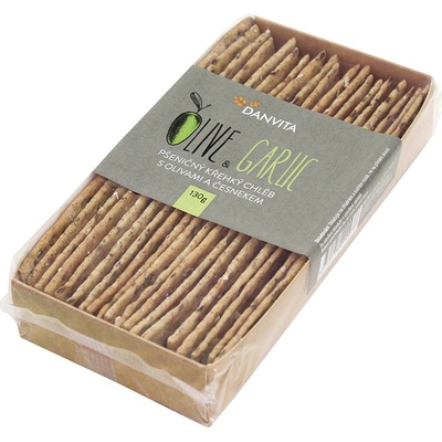 Danvita Pšeničný křehký chléb s olivami a česnekem 130 g – Zboží Dáma