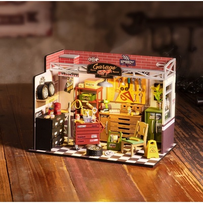 ROBOTIME Rolife DIY 3D dřevěné puzzle Garáž s LED osvětlením 157 ks