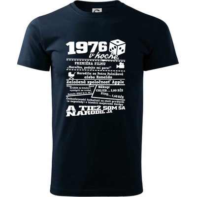 1976 v kocke tričko tmavomodrá