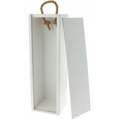 Dřevia Dřevěná krabička na víno s výsuvným víkem, bílá 36x11x11 cm