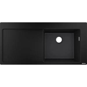 Hansgrohe S51 SilicaTec композитна мивка графит черно дясно 105x51 см (43314170) Мивка за вграждане