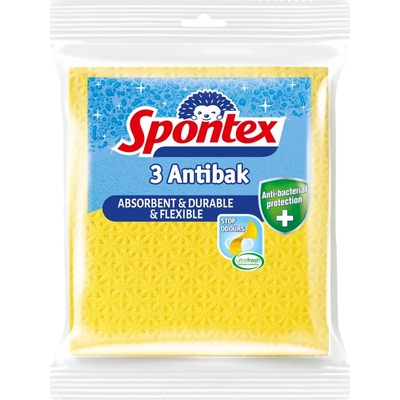 Spontex 3 Antibak Antibakteriálna utierka proti plesniam žltá 18,5 x 20,5 cm 3 ks