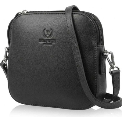 Čierna dámska kožená crossbody kabelka Ansie