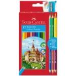 Faber-Castell Цветни моливи 12+6цв и острилка