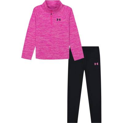 Under Armour Детски комплект Under Armour Quarter Zip Sweater and Tracksuit Trouser Set Infants - Black/Pink