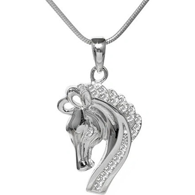SILVEGO Strieborný koník CABALLO s micro zirconia JJJP0099