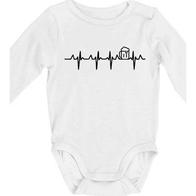 EKG pivo Body dojčenské s dlhým rukávom dlouhý rukáv biele