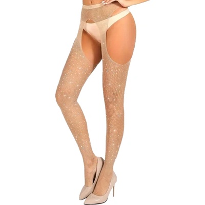 Sunspice Секси изрязан чорапогащник с кристали "sara beige